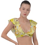 Marillo Pastel Zkt, Aesthetic, Stickers, Yellow Plunge Frill Sleeve Bikini Top