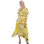 Marillo Pastel Zkt, Aesthetic, Stickers, Yellow Cross Front Sharkbite Hem Maxi Dress