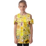 Marillo Pastel Zkt, Aesthetic, Stickers, Yellow Fold Over Open Sleeve Top