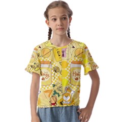 Kids  Cuff Sleeve Scrunch Bottom T-Shirt 