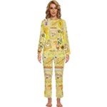 Marillo Pastel Zkt, Aesthetic, Stickers, Yellow Womens  Long Sleeve Lightweight Pajamas Set