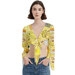 Marillo Pastel Zkt, Aesthetic, Stickers, Yellow Trumpet Sleeve Cropped Top from ArtsNow.com