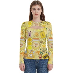 Marillo Pastel Zkt, Aesthetic, Stickers, Yellow Women s Cut Out Long Sleeve T