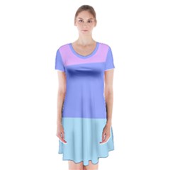 Pastel Colour, Blue, Lilac, Orange, Pastel, Pink, Romance Short Sleeve V