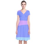 Pastel Colour, Blue, Lilac, Orange, Pastel, Pink, Romance Short Sleeve Front Wrap Dress