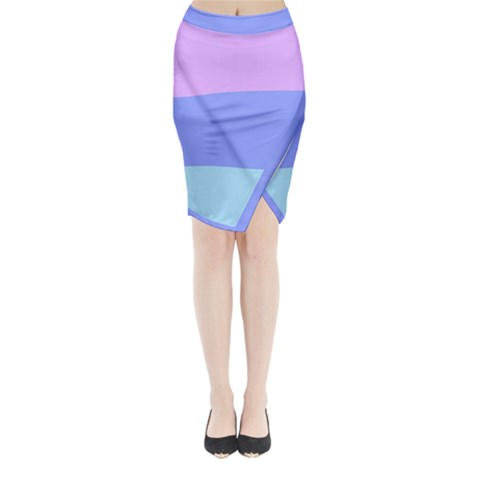 Pastel Colour, Blue, Lilac, Orange, Pastel, Pink, Romance Midi Wrap Pencil Skirt from ArtsNow.com