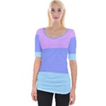 Pastel Colour, Blue, Lilac, Orange, Pastel, Pink, Romance Wide Neckline T-Shirt