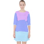 Pastel Colour, Blue, Lilac, Orange, Pastel, Pink, Romance Quarter Sleeve Pocket Dress