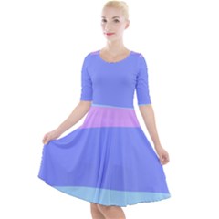 Quarter Sleeve A-Line Dress With Pockets 