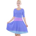 Pastel Colour, Blue, Lilac, Orange, Pastel, Pink, Romance Quarter Sleeve A-Line Dress With Pockets