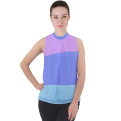 Mock Neck Chiffon Sleeveless Top 