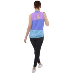 Mock Neck Chiffon Sleeveless Top 