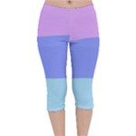 Pastel Colour, Blue, Lilac, Orange, Pastel, Pink, Romance Velvet Capri Leggings 