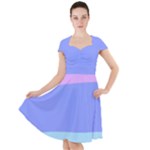 Pastel Colour, Blue, Lilac, Orange, Pastel, Pink, Romance Cap Sleeve Midi Dress