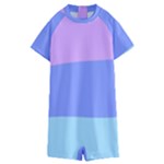 Pastel Colour, Blue, Lilac, Orange, Pastel, Pink, Romance Kids  Boyleg Half Suit Swimwear