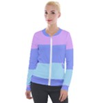 Pastel Colour, Blue, Lilac, Orange, Pastel, Pink, Romance Velvet Zip Up Jacket