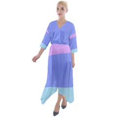 Quarter Sleeve Wrap Front Maxi Dress 