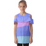 Pastel Colour, Blue, Lilac, Orange, Pastel, Pink, Romance Fold Over Open Sleeve Top