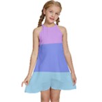 Pastel Colour, Blue, Lilac, Orange, Pastel, Pink, Romance Kids  Halter Collar Waist Tie Chiffon Dress