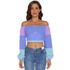 Long Sleeve Crinkled Weave Crop Top 