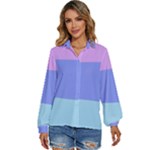 Pastel Colour, Blue, Lilac, Orange, Pastel, Pink, Romance Women s Long Sleeve Button Up Shirt