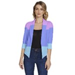 Pastel Colour, Blue, Lilac, Orange, Pastel, Pink, Romance Women s Draped Front 3/4 Sleeve Shawl Collar Jacket