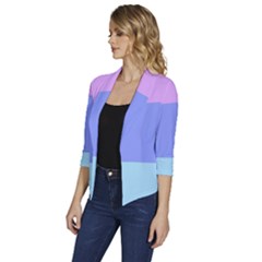 Women s Draped Front 3/4 Sleeve Shawl Collar Jacket 