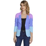 Pastel Colour, Blue, Lilac, Orange, Pastel, Pink, Romance Women s One-Button 3/4 Sleeve Short Jacket