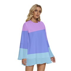 Round Neck Long Sleeve Bohemian Style Chiffon Mini Dress 