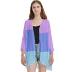 Pastel Colour, Blue, Lilac, Orange, Pastel, Pink, Romance Open Front 3/4 Sleeve Batwing Chiffon Cardigan Kimono