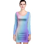 Pastel Rainbow, Color Long Sleeve Bodycon Dress