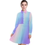 Pastel Rainbow, Color Long Sleeve Chiffon Shirt Dress