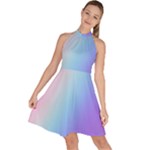 Pastel Rainbow, Color Sleeveless Halter Neck A-Line Dress