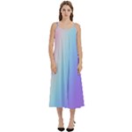 Pastel Rainbow, Color Casual Spaghetti Strap Midi Dress