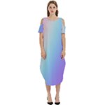 Pastel Rainbow, Color Cold Shoulder Loose Fit Dress With Pockets