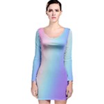 Pastel Rainbow, Color Long Sleeve Velvet Bodycon Dress