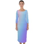 Pastel Rainbow, Color Quarter Sleeve Midi Bodycon Dress