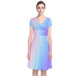 Pastel Rainbow, Color Short Sleeve Front Wrap Dress