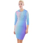 Pastel Rainbow, Color Quarter Sleeve Hood Bodycon Dress