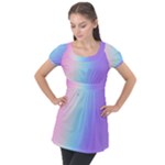 Pastel Rainbow, Color Puff Sleeve Tunic Top