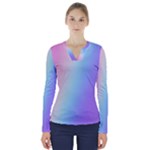 Pastel Rainbow, Color V-Neck Long Sleeve Top