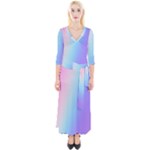 Pastel Rainbow, Color Quarter Sleeve Wrap Maxi Dress