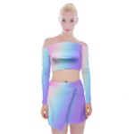 Pastel Rainbow, Color Off Shoulder Top with Mini Skirt Set