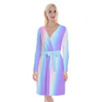 Pastel Rainbow, Color Long Sleeve Velvet Front Wrap Dress