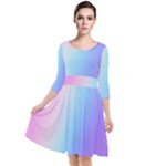 Pastel Rainbow, Color Quarter Sleeve Waist Band Dress