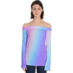 Pastel Rainbow, Color Off Shoulder Long Sleeve Top