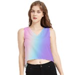 Pastel Rainbow, Color V-Neck Cropped Tank Top