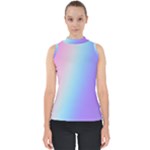 Pastel Rainbow, Color Mock Neck Shell Top