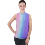 Pastel Rainbow, Color Mock Neck Chiffon Sleeveless Top