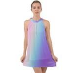 Pastel Rainbow, Color Halter Tie Back Chiffon Dress